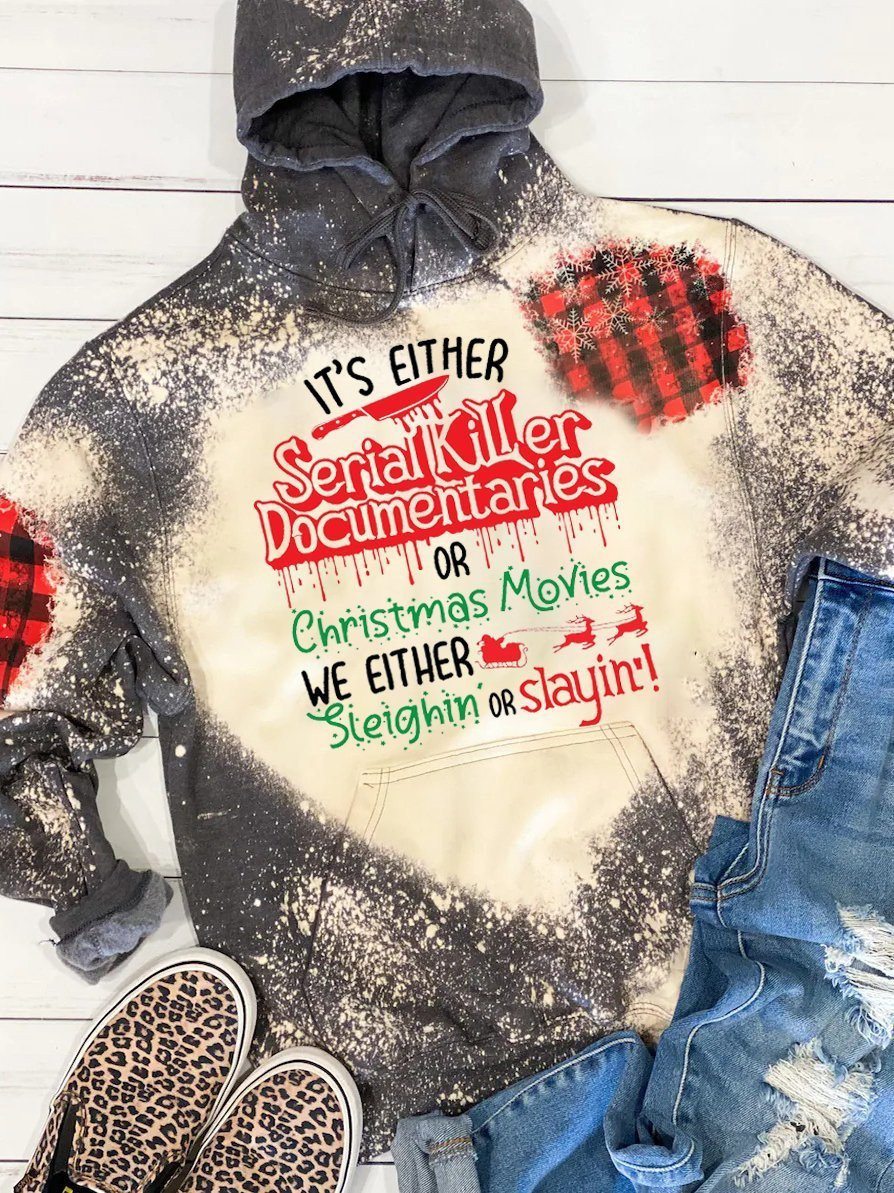 Christmas Print Long Sleeve Hoodie