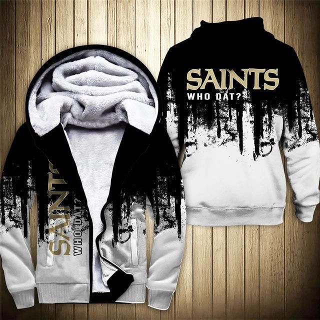 Football Fans Shirt Hoodie Zipup Hoodie New Orleans Saints 3D Thick Zipper Hoodie