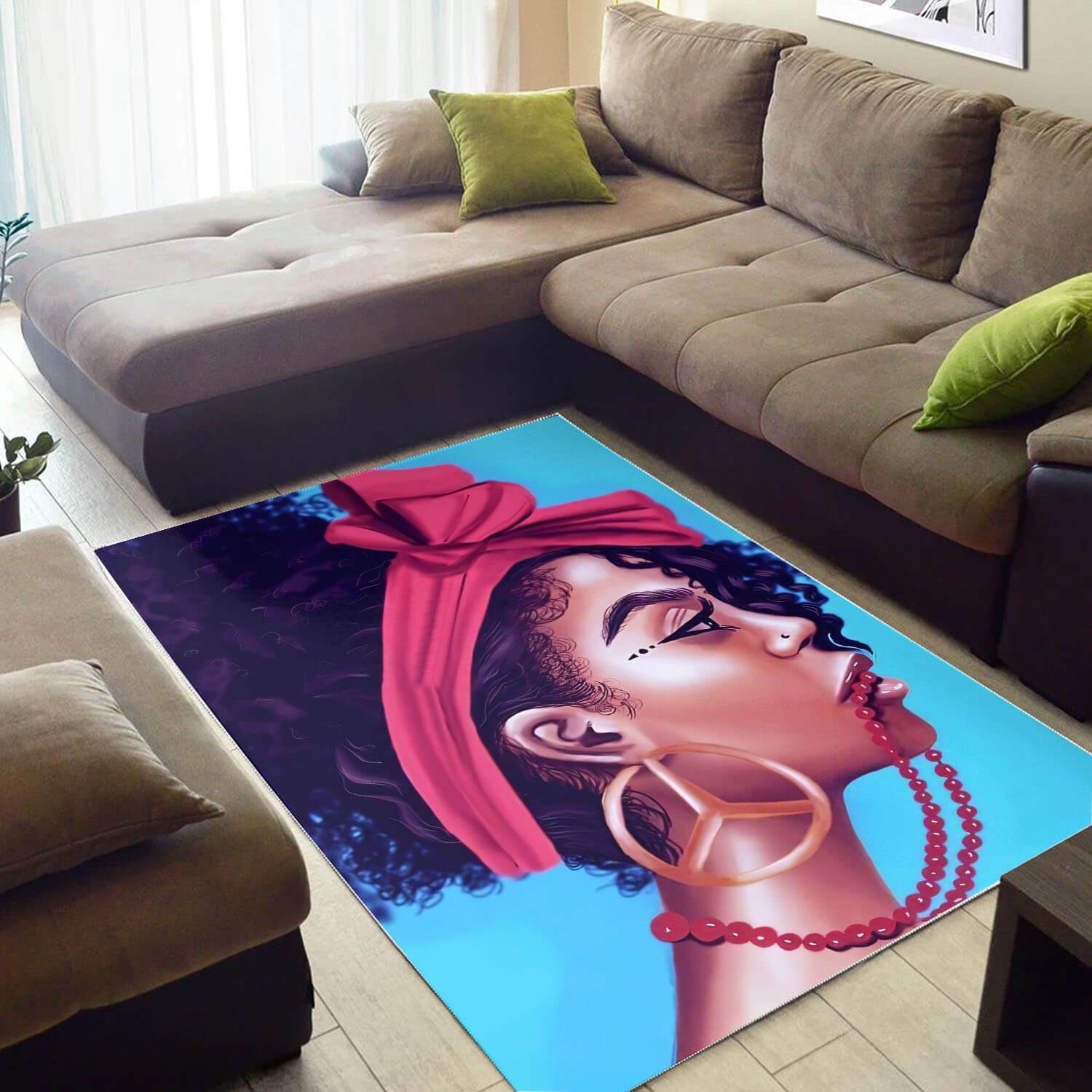 African Rugs Beautiful Afrocentric Lady African American Art Rug Afrocentric Home Decor WBG14913