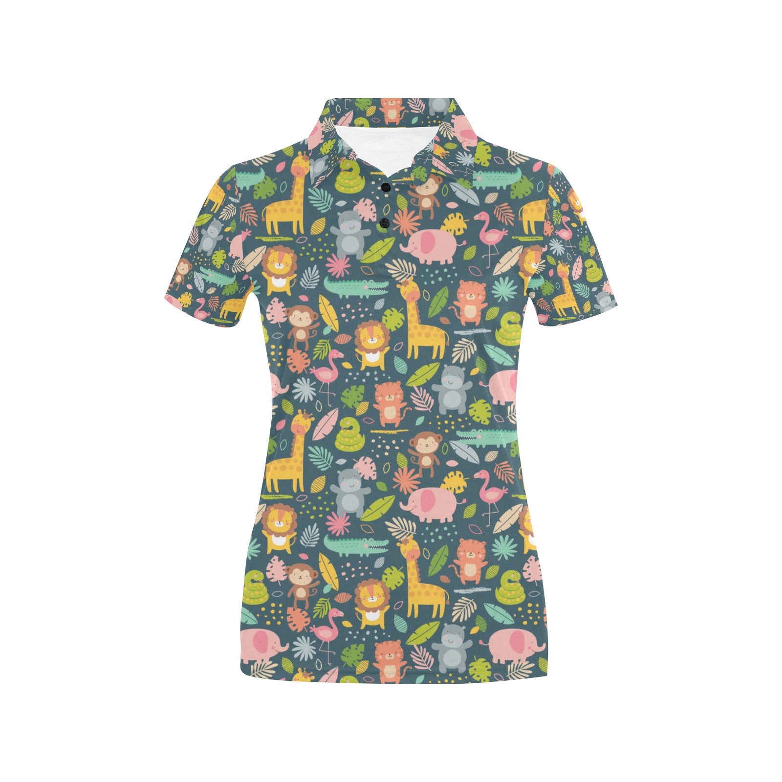 Safari Animal Cartoon Print Design Lks305 Women’S Polo Shirt