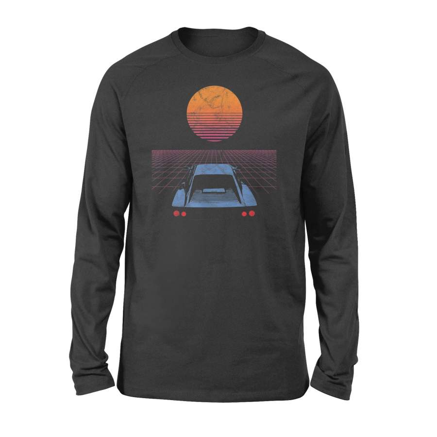 Synthwave Retrowave Aesthetic Vintage Drive Laser 80s 90s T-Shirt – Standard Long Sleeve