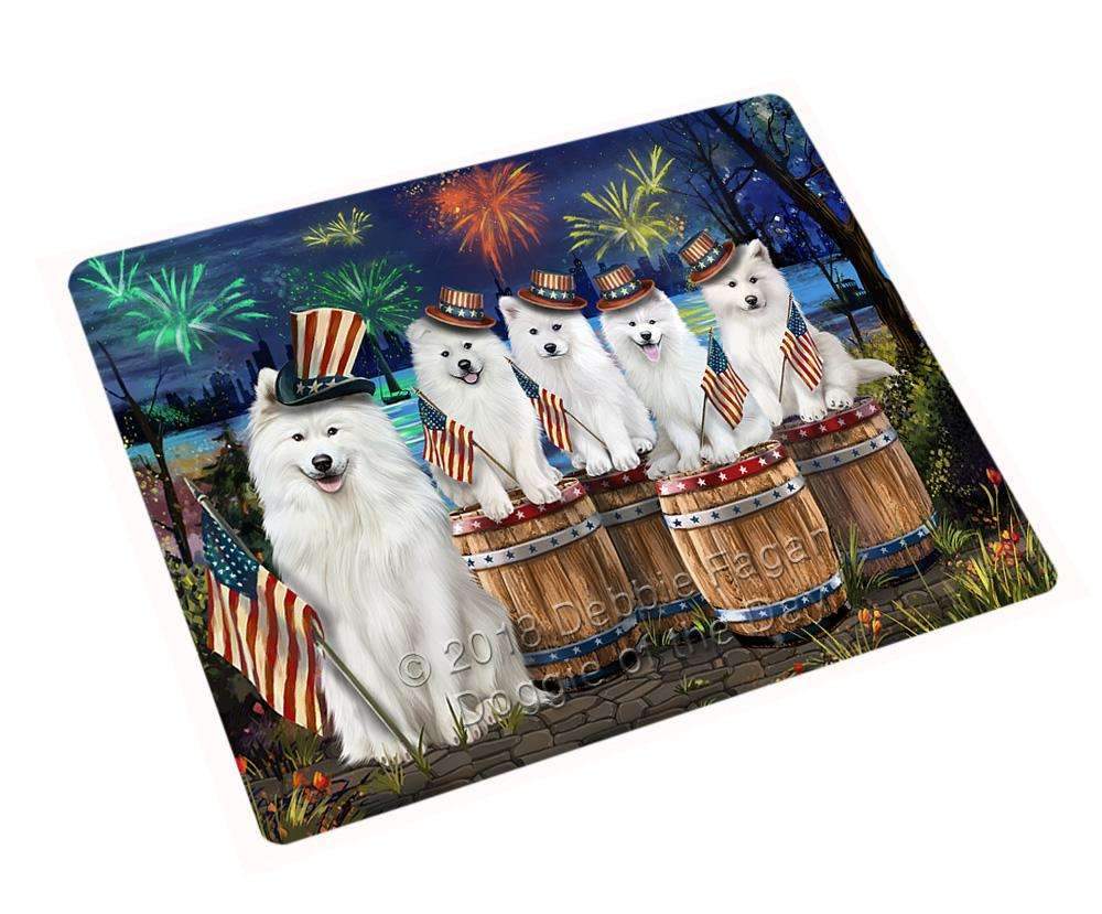 4Th Of July Independence Day Fireworks Samoyeds At The Lake Blanket Blnkt75540