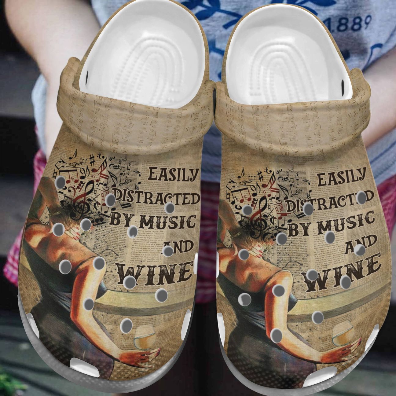 Music Personalized Clog, Custom Name, Text, Color, Number Fashion Style For Women, Men, Kid, Print 3D Music Wine And My Life