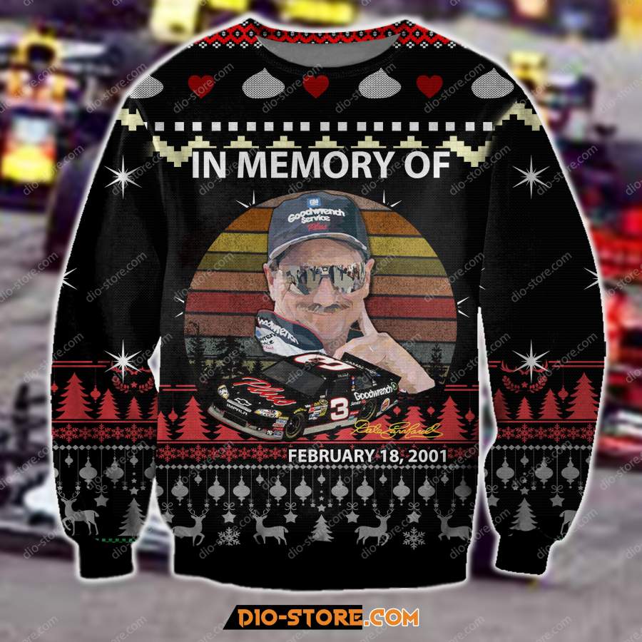 3D ALL OVER PRINT KNITTING PATTERN DALE EARNHARDT UGLY CHRISTMAS SWEATER