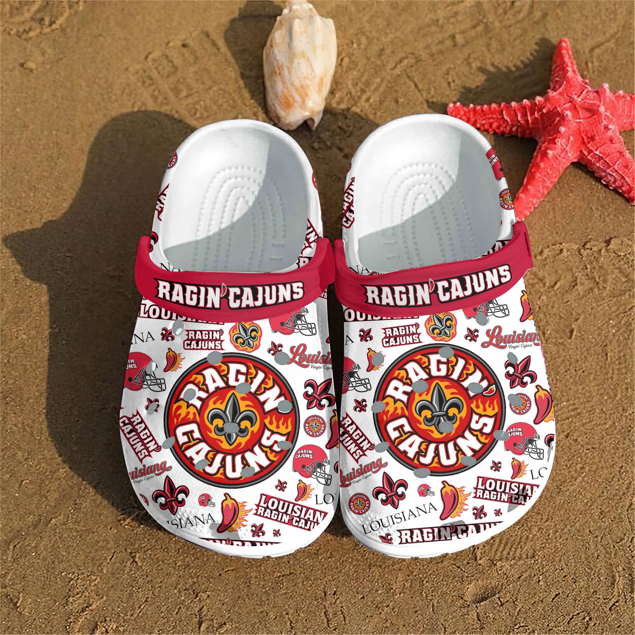 Louisiana Ragin’ Cajuns NCAA Sport Crocss Crocband Clogs Shoes Comfortable For Men Women and Kids