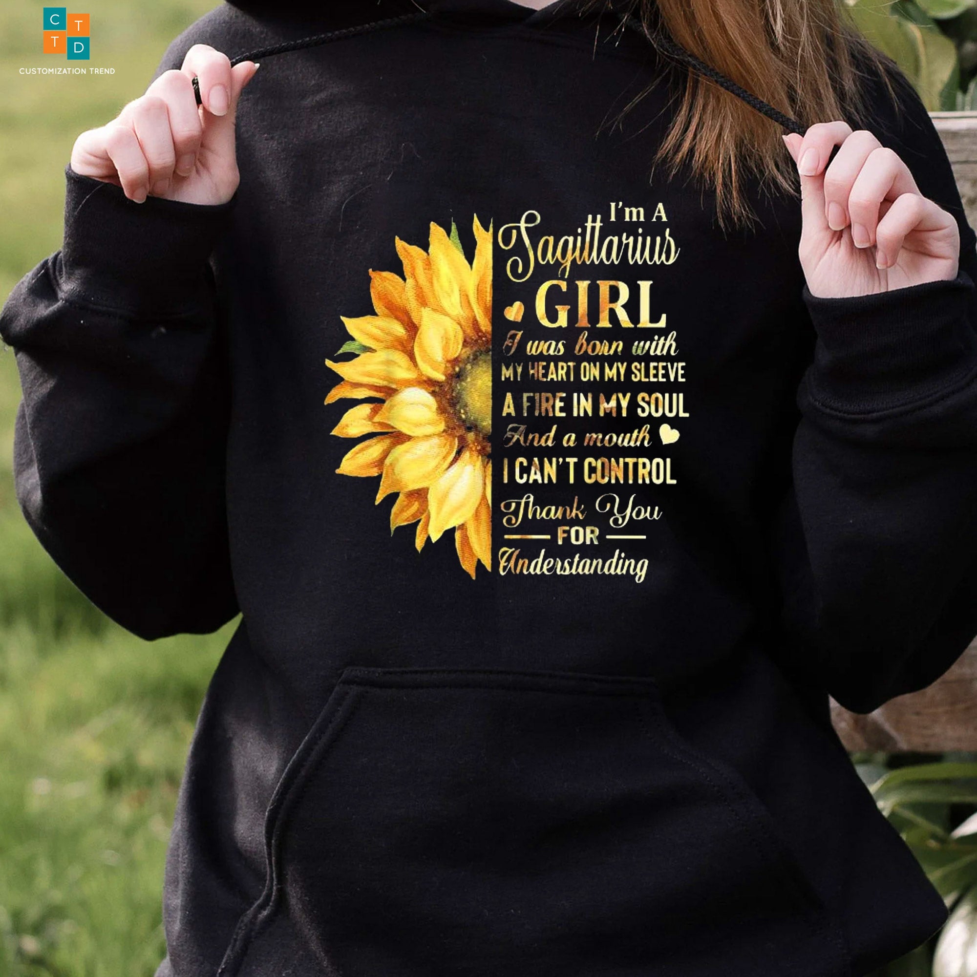 I’M A Sagittarius Girl I Was Born With My Heart Sun Flower Hoodie, Shirt