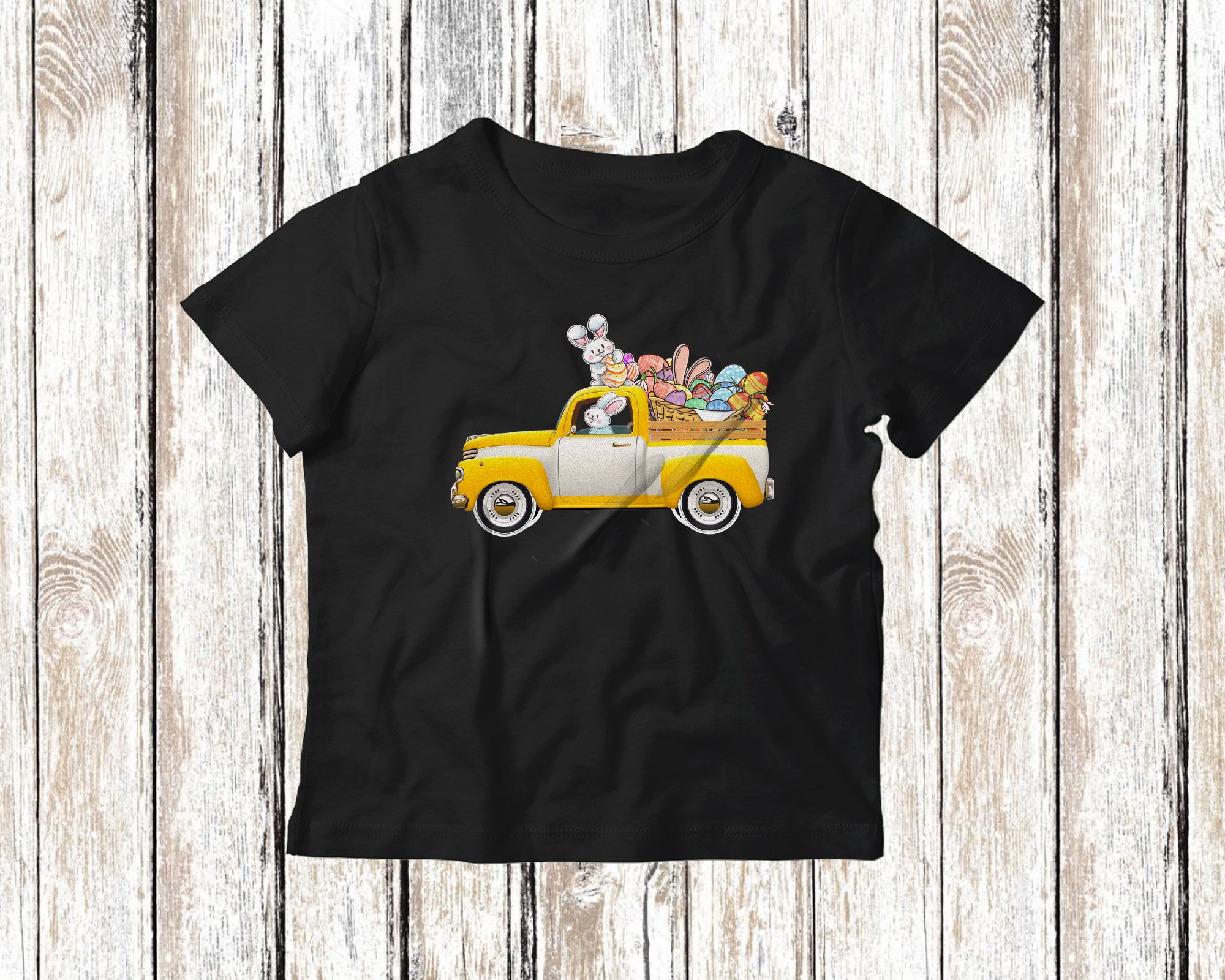 Bunny Riding Pickup Truck Easter Egg Cute Easter Bunny Boys Girls Kids Egg Hunt Lover Gifts T-Shirt