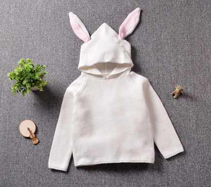 Spring Autumn New Baby Girls Sweaters Cute Rabbit Cotton Children Pullover Kids Girl Knitted Sweater for 1-5Y Girls Boys Clothes alx