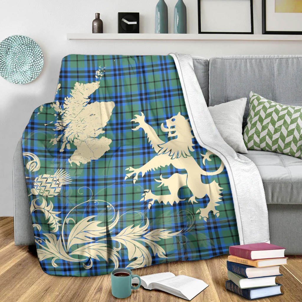 Tartan Blanket Falconer Tartan Scotland Lion Thistle Map Plaid Blanket