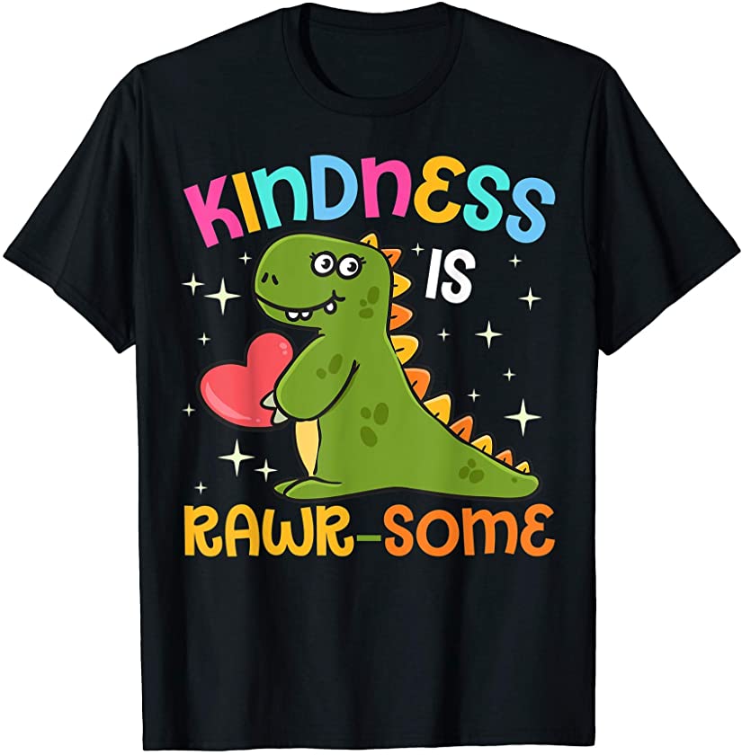 Valentine Dinosaur Holding Heart Kindness Is Rawr-Some T-Shirt