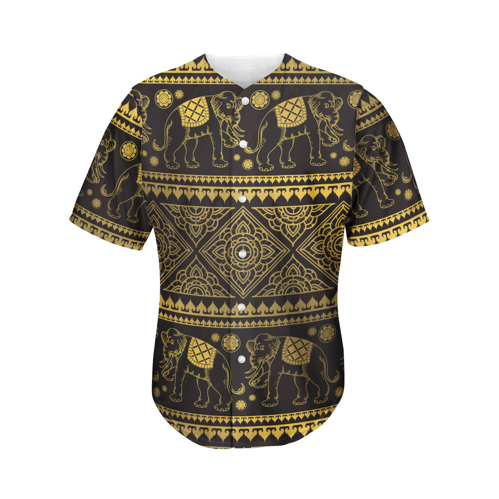 Ethnic Thai Elephant Pattern Print Men’S Baseball Jersey 3D Print