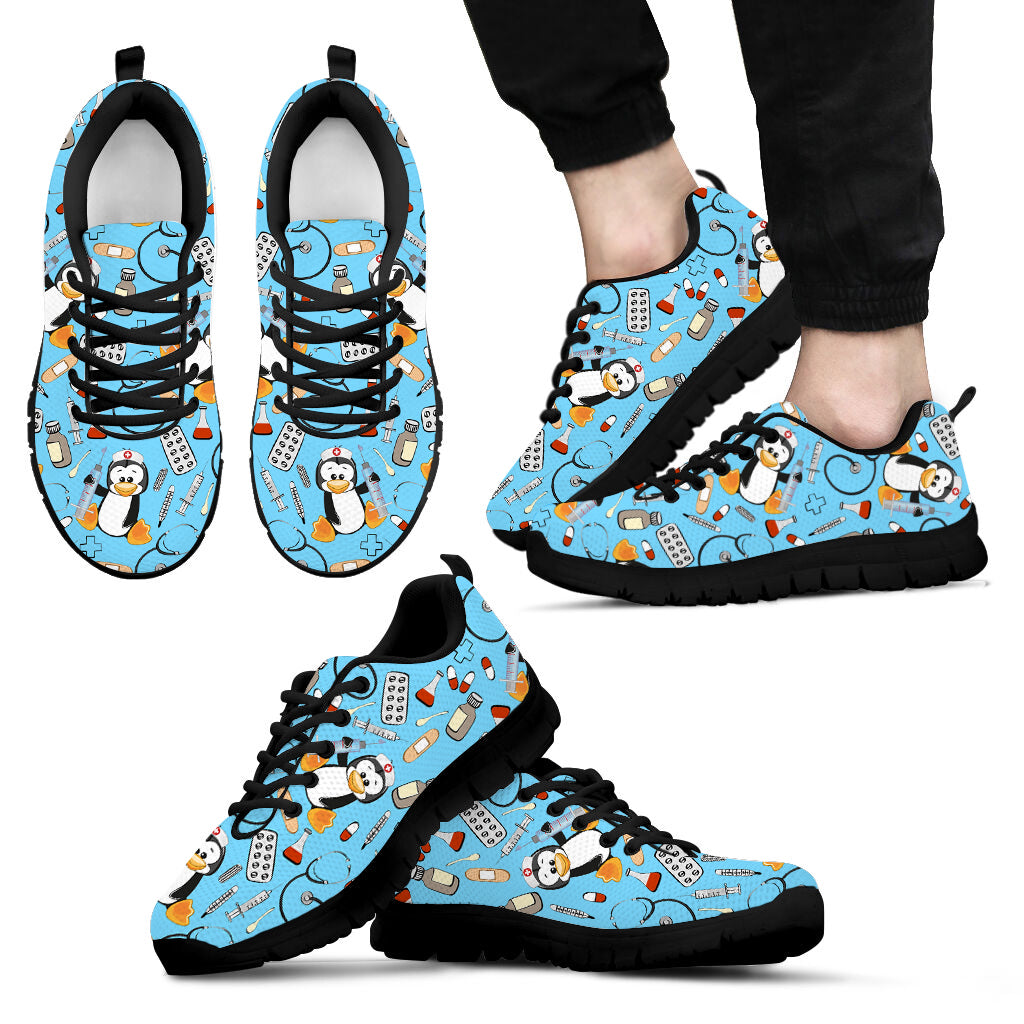 Nurse Penguin Blue Pattern Shoes Fashion Sneaker Comfortable Running Walking Lightweight Casual Shoes