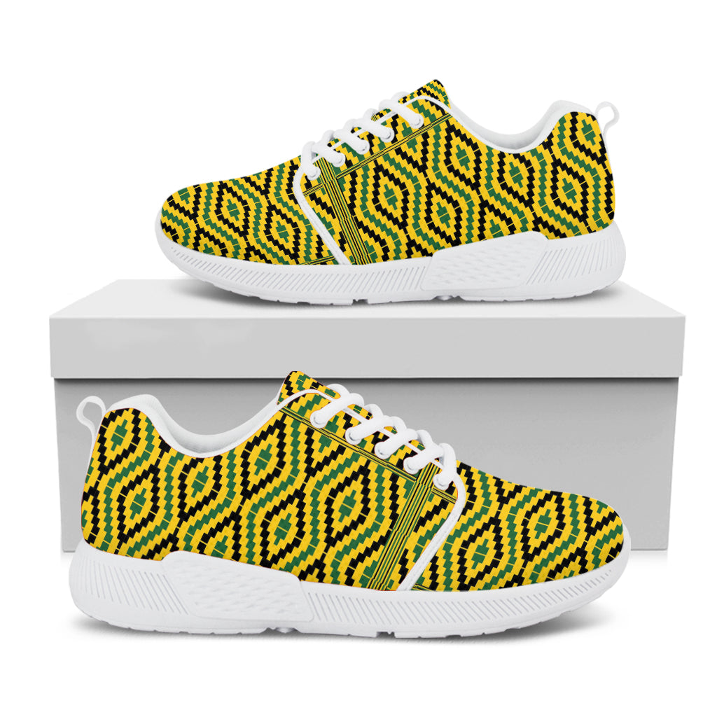 Kente African Pattern Print White Athletic Shoes