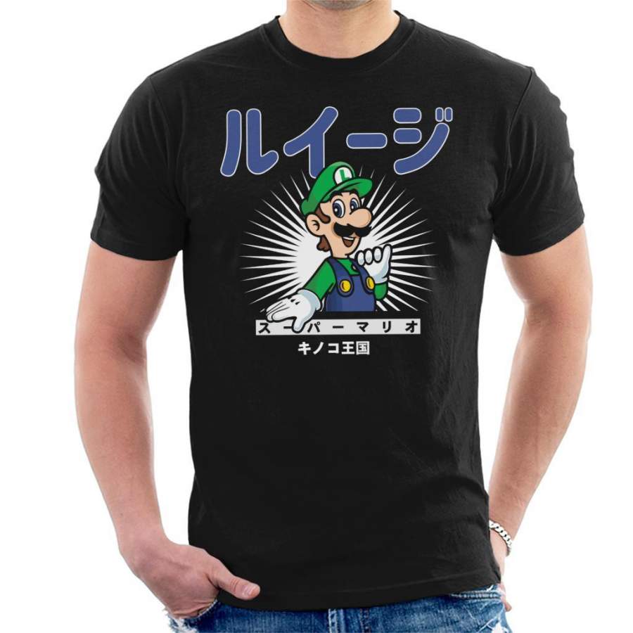 Super Mario Luigi Japanese Text Men’s T-Shirt