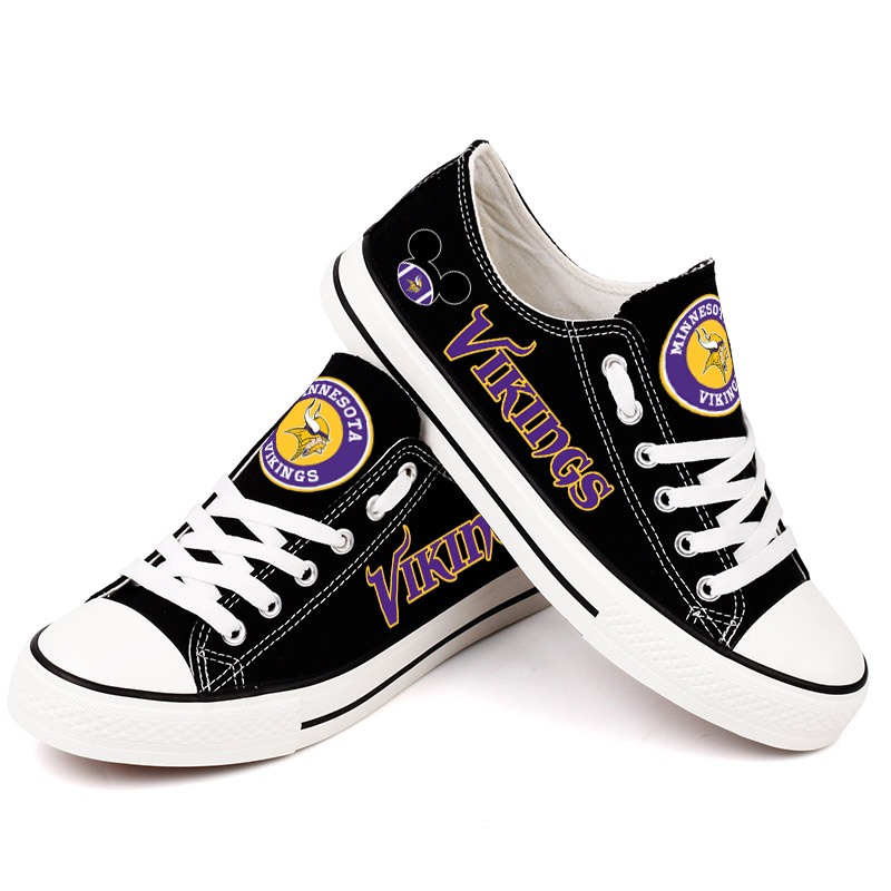 Minnesota Vikings Canvas Shoes Black Sneakers Cute