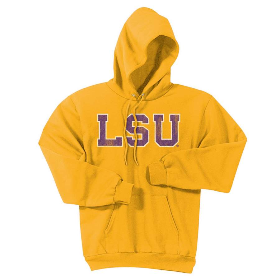 B&B Dry Goods LSU Tigers Athletic Block Fleece Pullover Hoodie – Gold