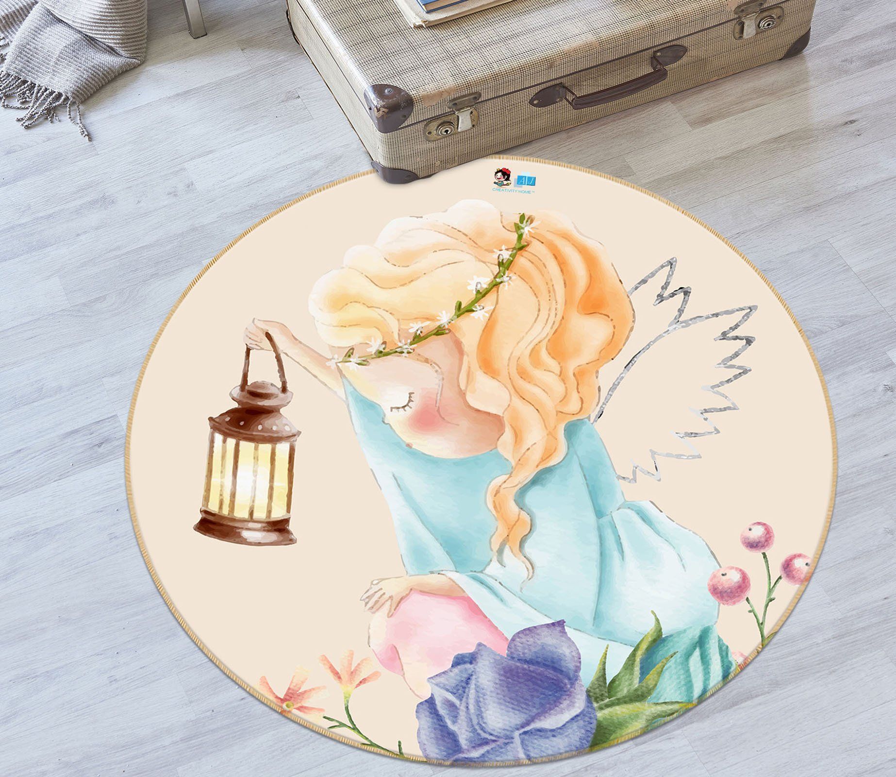 3D Angel Girl 74245 Round Rug – Round Carpet Home Decor