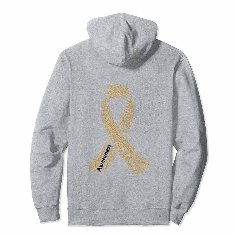 Word Art Child Cancer Awareness Gold Ribbon Pullover Hoodie