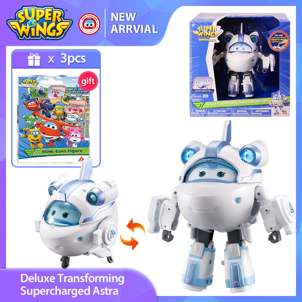 Super Wings 6 inches Deluxe Transforming Supercharged Golden Boy with Light Sound 2 Gestures Plane Transform Robot Anime Kid Toy alx