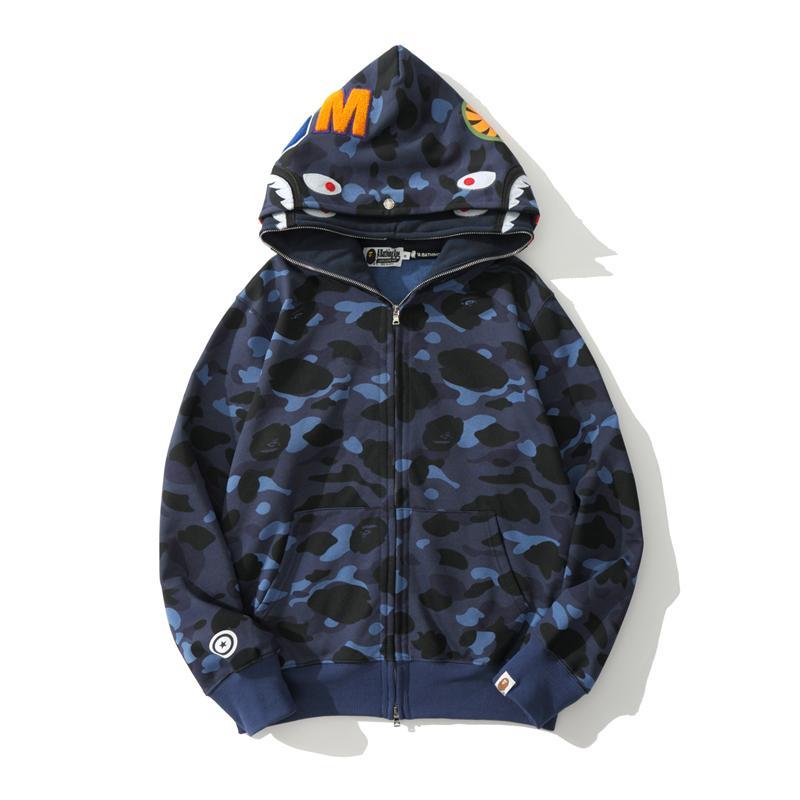 Bape Full Zip Shark Camo Pullover Hoodie Blue Purple Red Hdcp6696