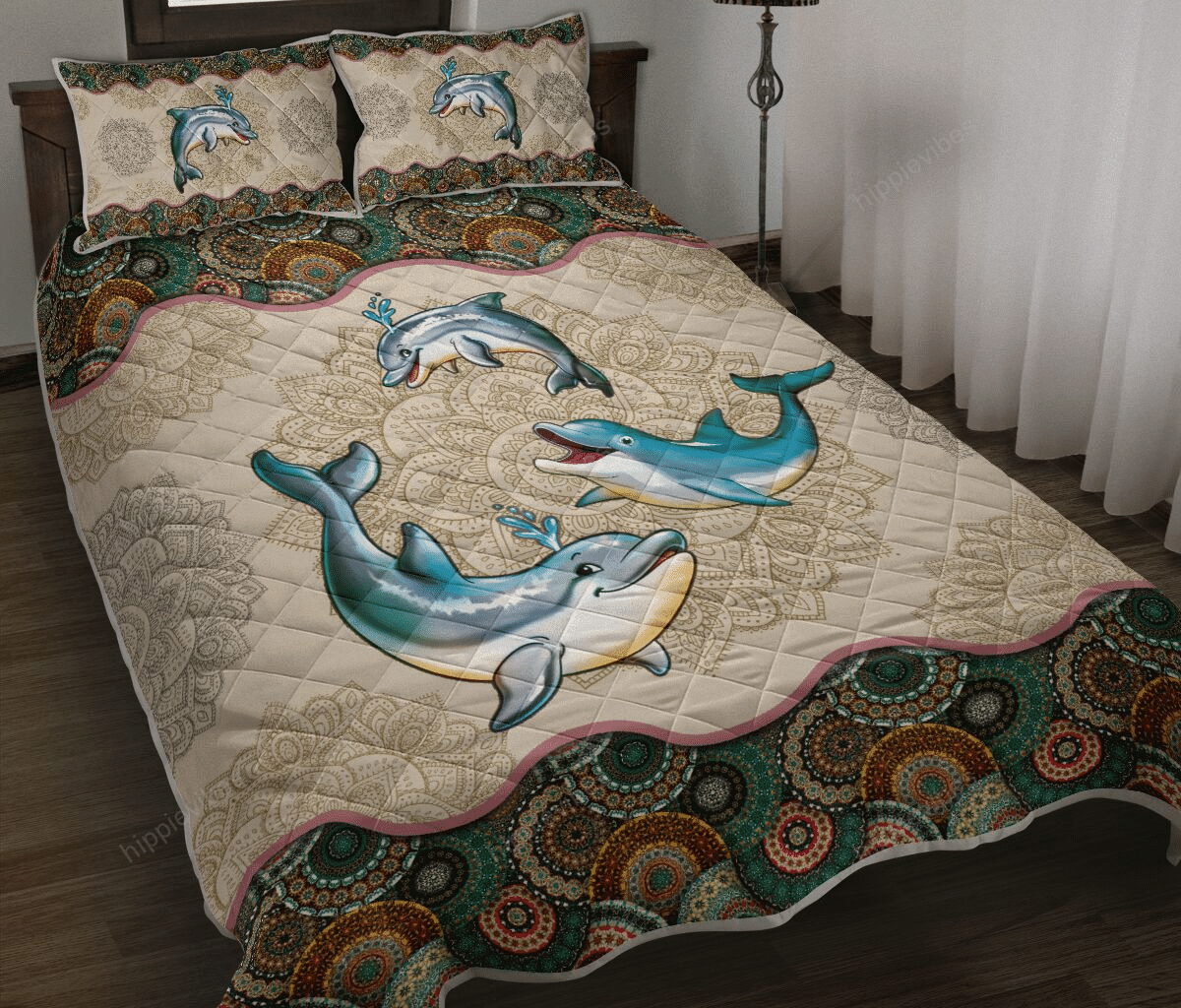 Dolphin Mandala Quilt Bed Set