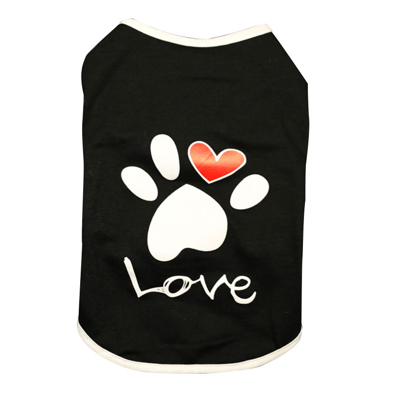 Cute Paw Printed Heart Love Design Dog Vest Clothes Soft Summer Dog Shirt Puppy Dog Accessories T-shirt Pet Vest Apparel Clothes alx