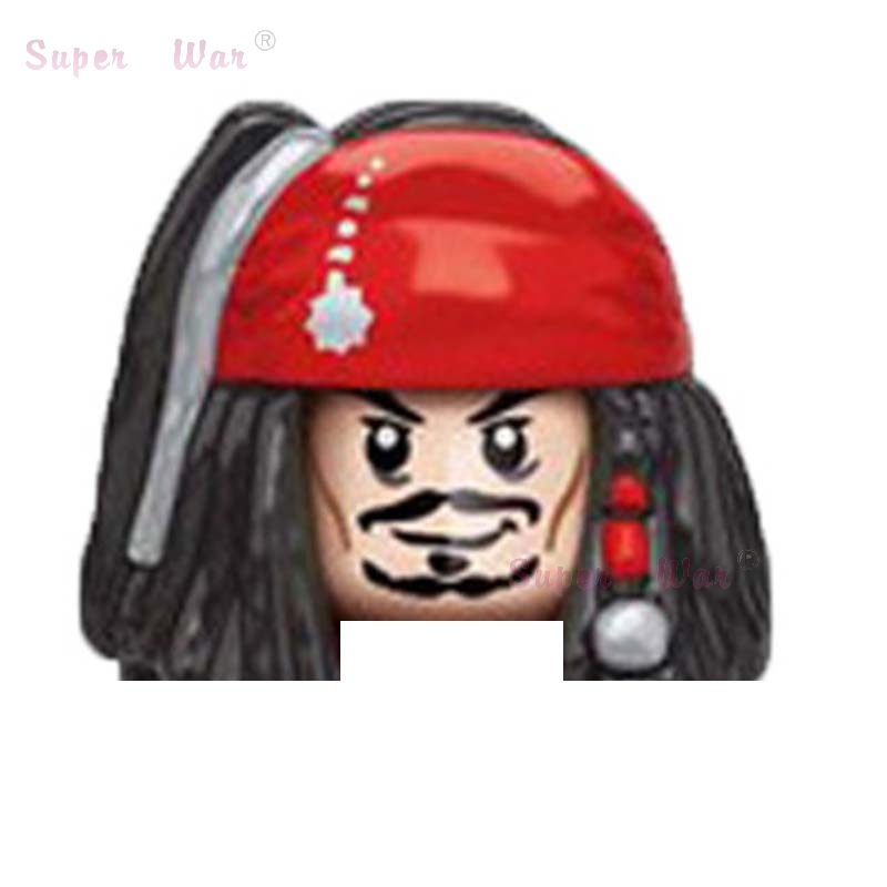 Single Pirates of The Caribbean Jack Sparrow Classic movie Figures Head accessories Building Blocks toys for children Series-086 alx