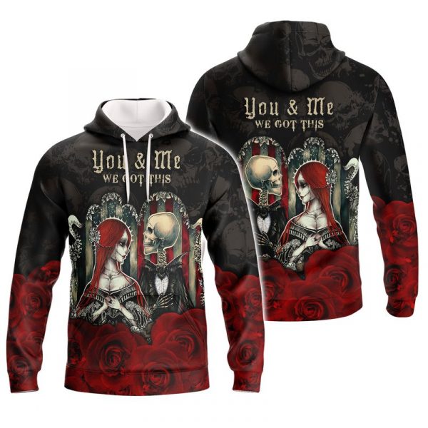 America Skull Couple Love Rose 3D Full Print Hoodie Matching Hoodie Valentine’S Day Gift Hn