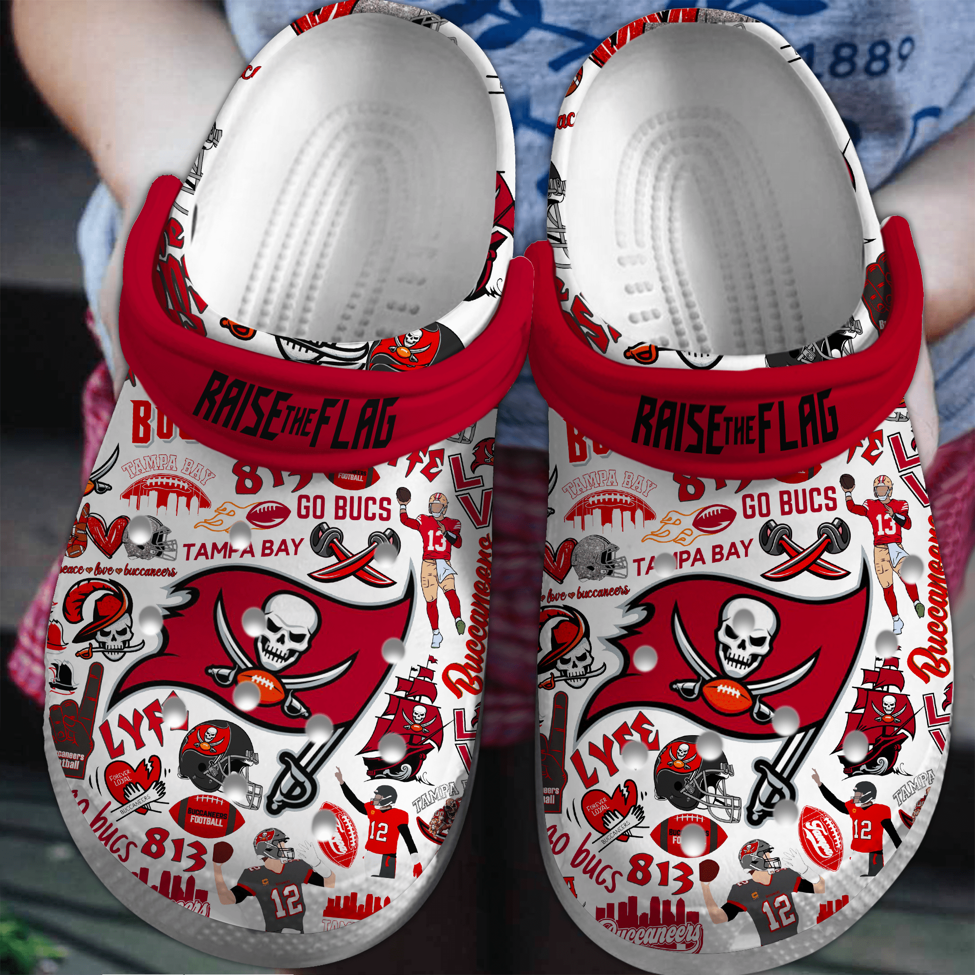 Tampa Bay Buccaneers NFL Sport Crocs Crocband Clogs Shoes Comfortable For Men Women and Kids