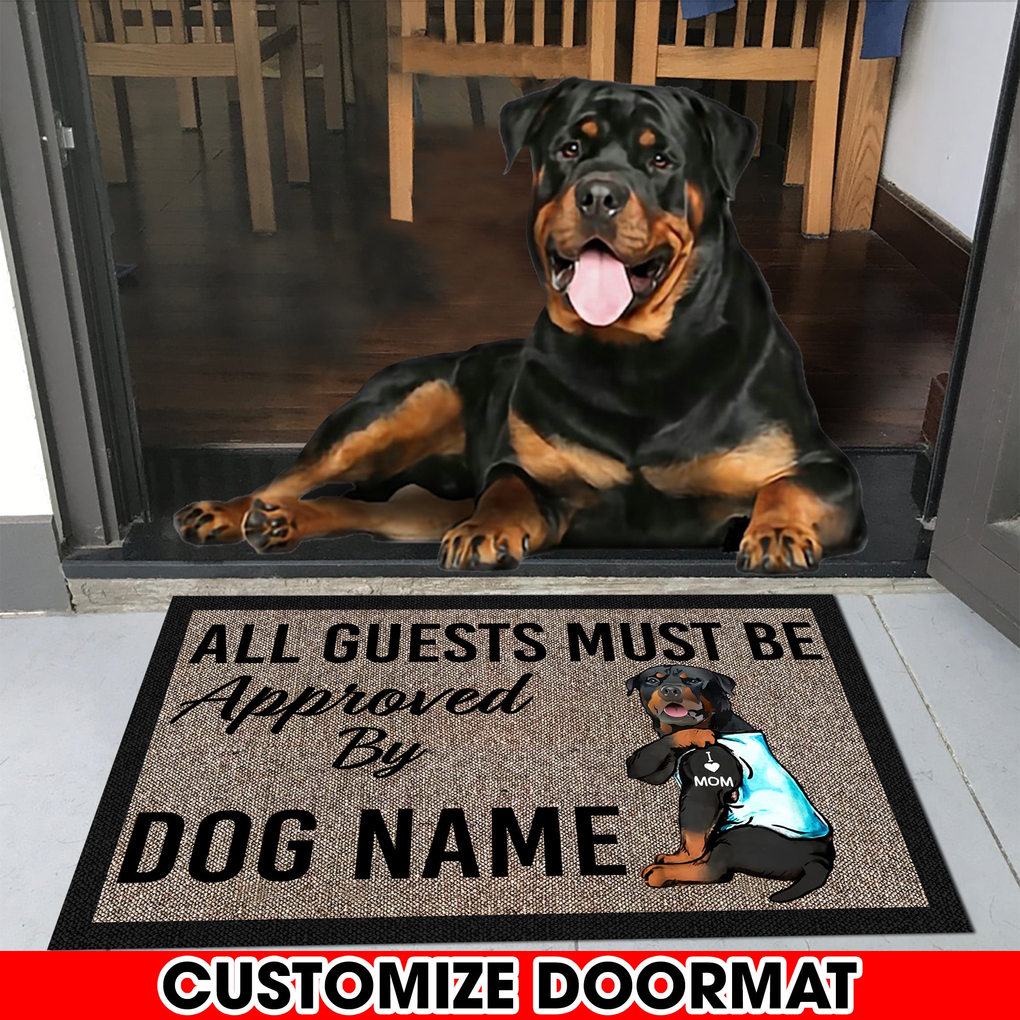 Rottweiler I Love Mom Custom Doormat Mat4 All Over Printed (6228)