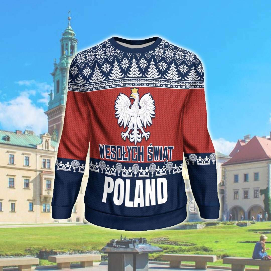 Wesolych Swiat Poland 3D All Over Print Ugly Christmas Sweater Hoodie All Over Printed Cint10361