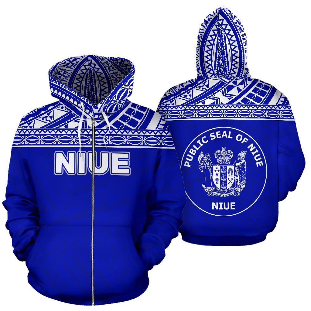 Niue Polynesian Zip Up Hoodie Horizontal Blue – Pacific Print Hoodie