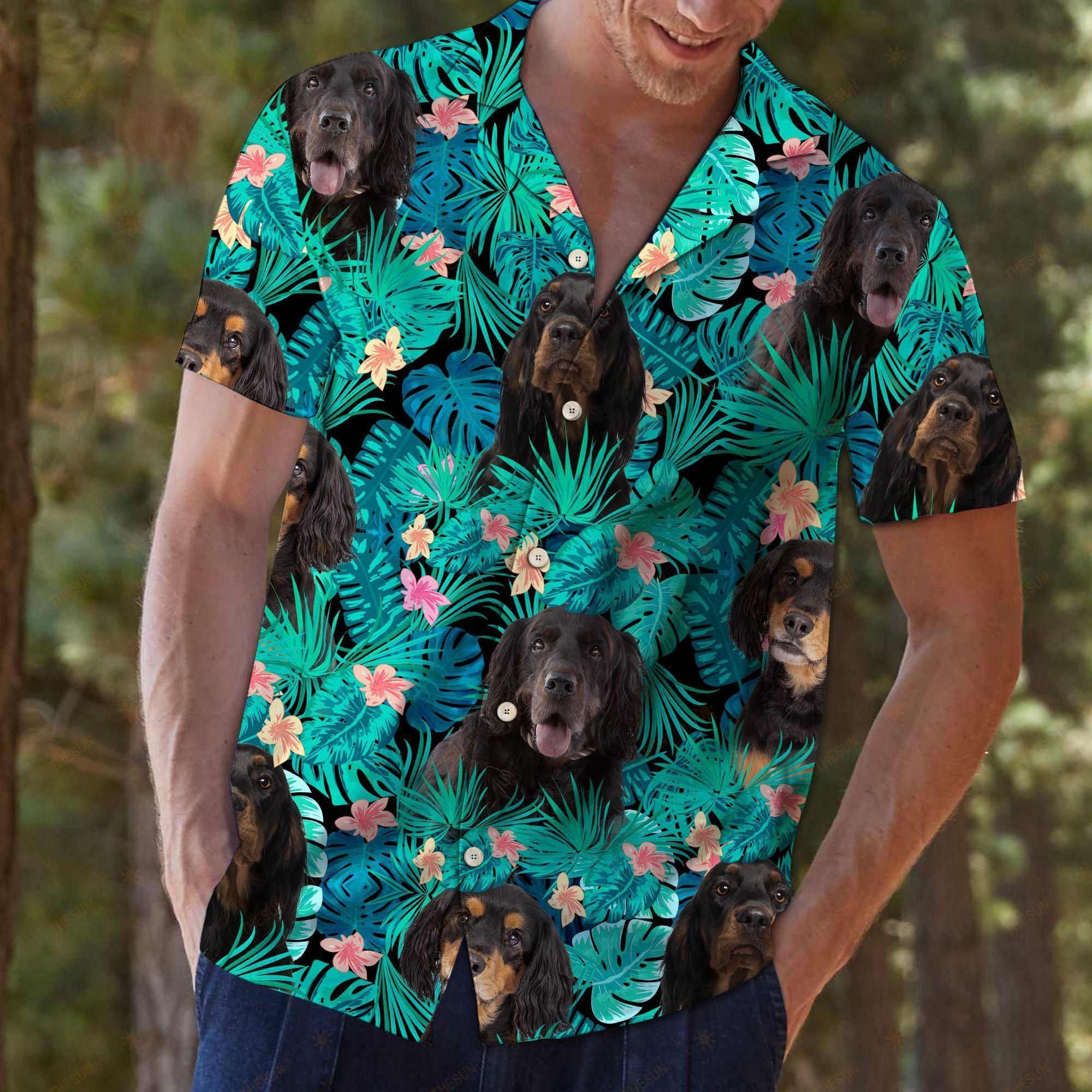 Gordon Setter Tropical Hawaiian Shirt Ha81056