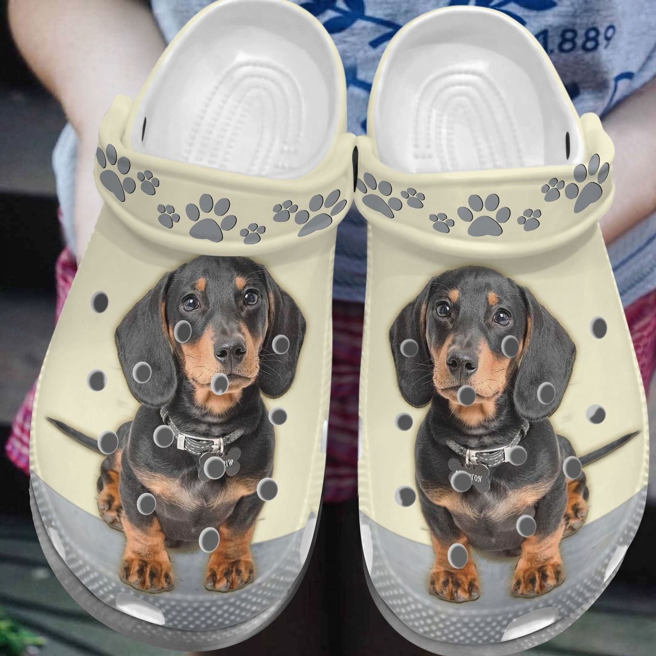 Dachshund Personalized Clog, Custom Name, Text, Color, Number Fashion Style For Women, Men, Kid, Print 3D Cute Dachshund