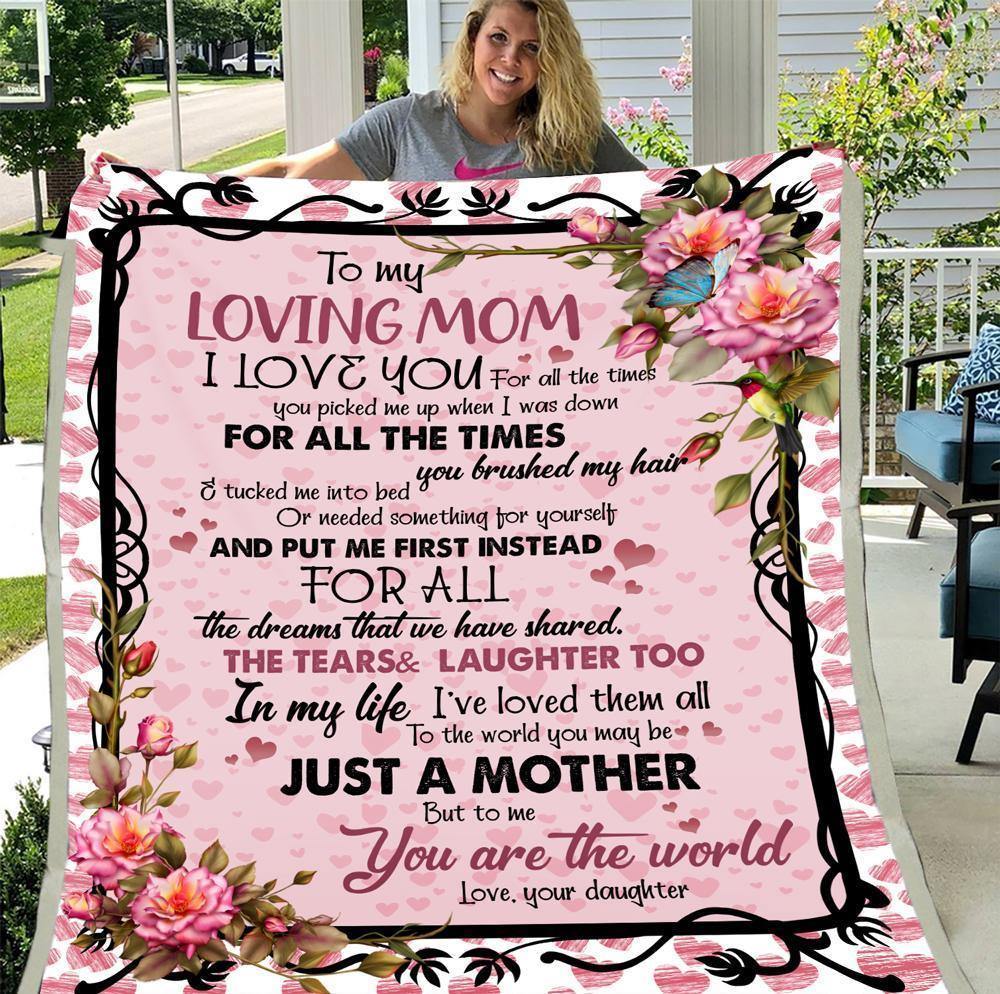 To My Loving Mom You Are The World – Gift For Mother’S Day, Unique Gifts Home Decor Gift For Family – Sherpa Blanket Fleece Blanket Premium Wall Art