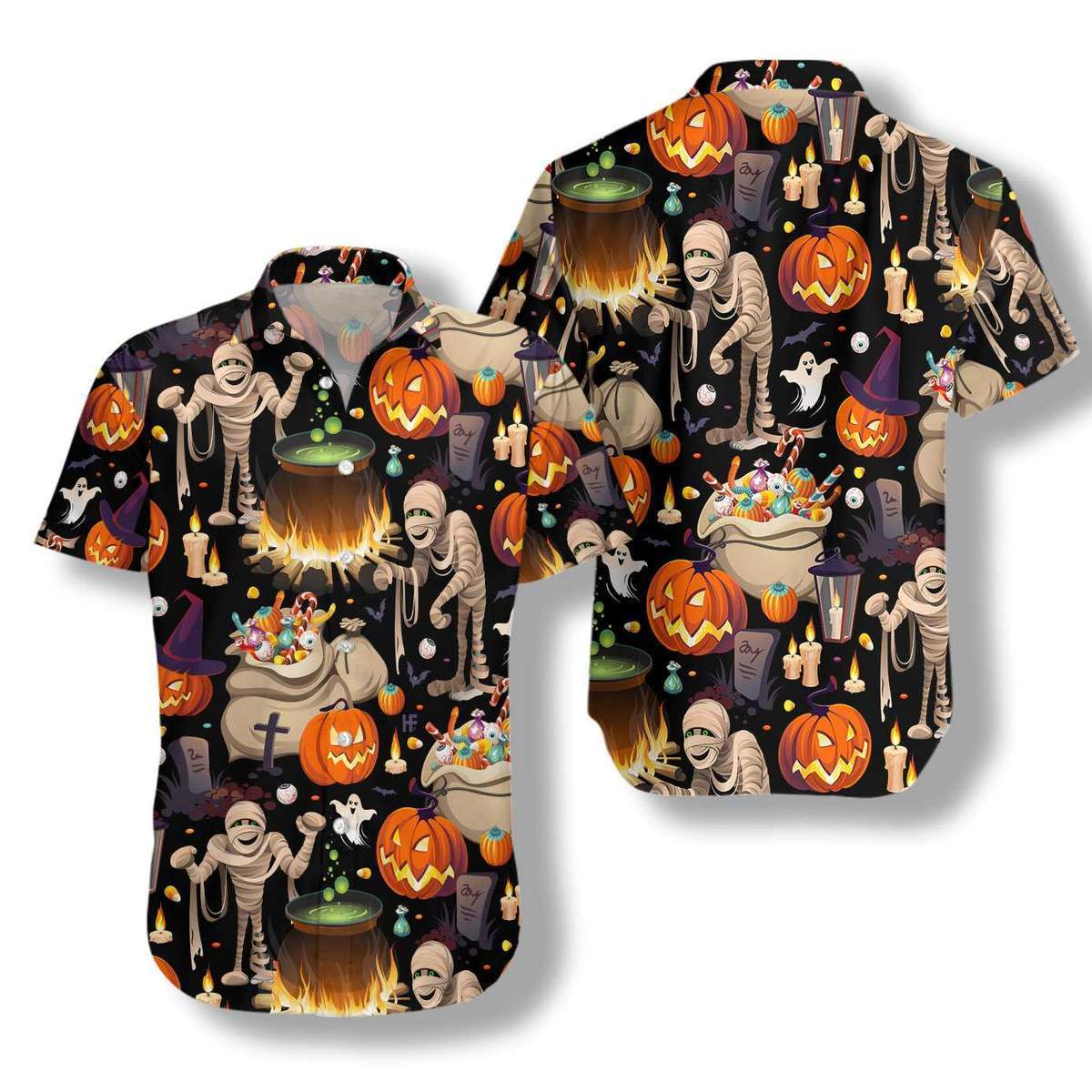 Halloween Mummy And Bags Of Sweets Hawaii Shirt For Men Women Adult Ha92992