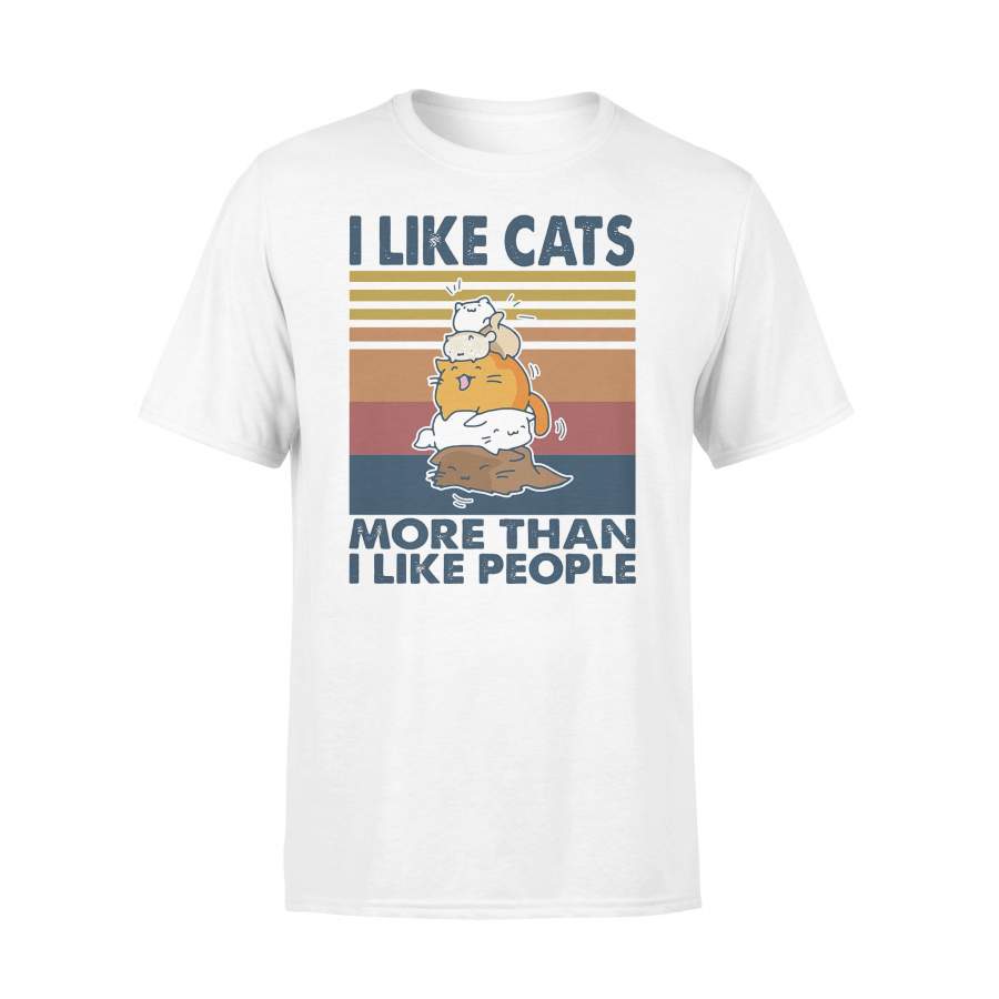 I Like Cats More Than I Like People Vintage Retro T-shirt