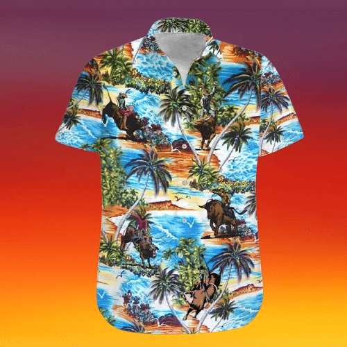 Bull Riding On Beach Hawaii Shirt Unisex Adult Ha14010