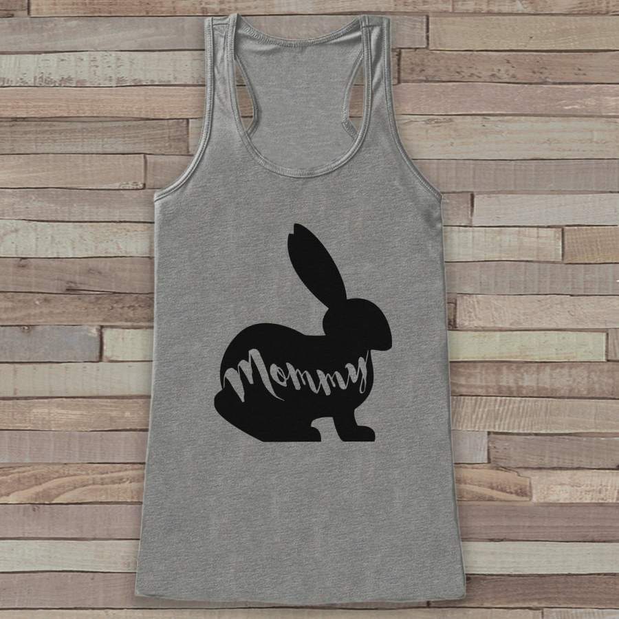 Womens Easter Shirt – Mommy Bunny Tank Top – Happy Easter Shirt – Womens Tank – Bunny Easter Outfit – Matching Family Shirts – Grey Tank