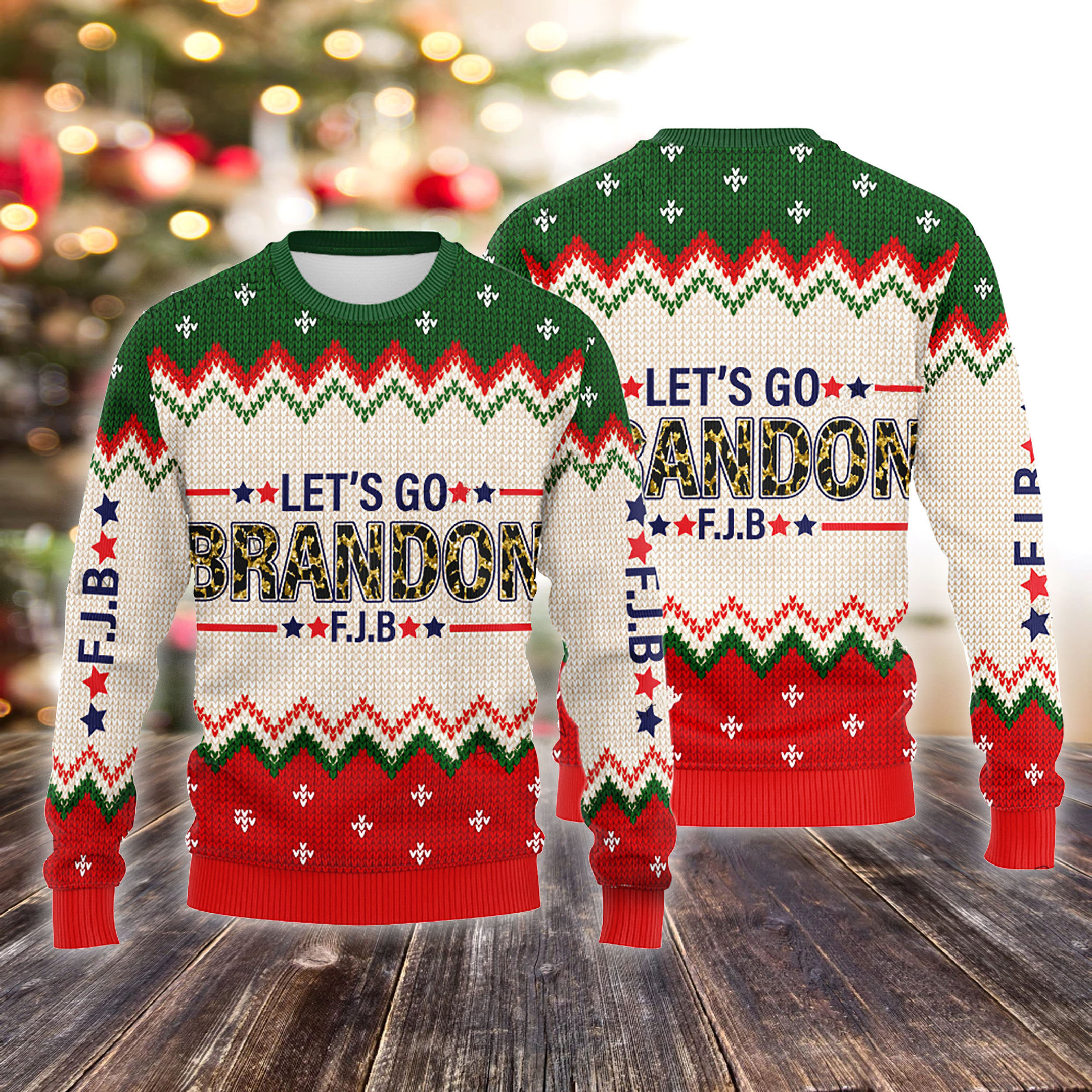 Christmas Sweater – #Fjb Let’S Go Brandon Leopard 3D Shirts For Men And Women