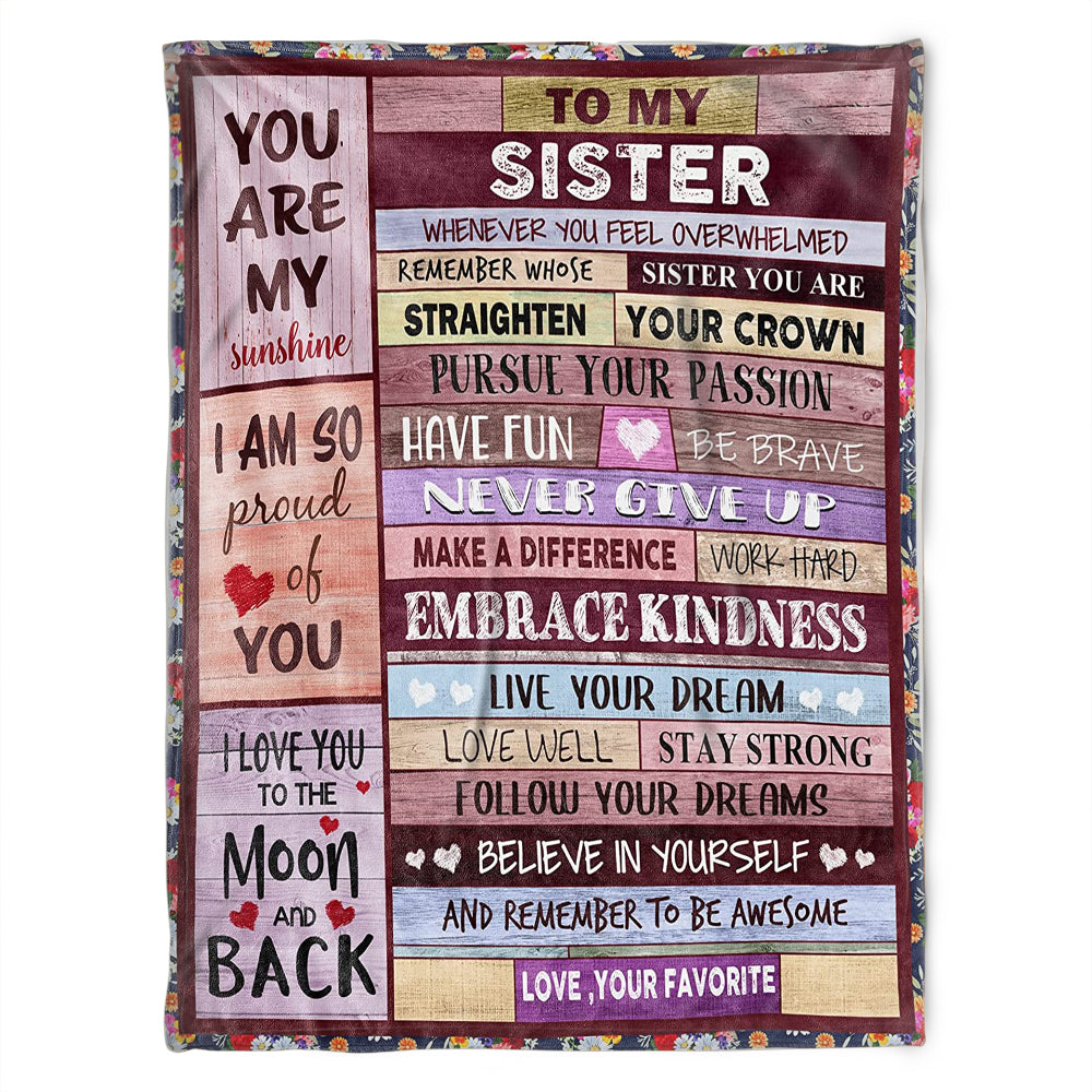 To My Sister Blanket, I Love You To The Moon And Back. Gift For Sister Family Home Decor Bedding Couch Sofa Soft And Comfy Cozy