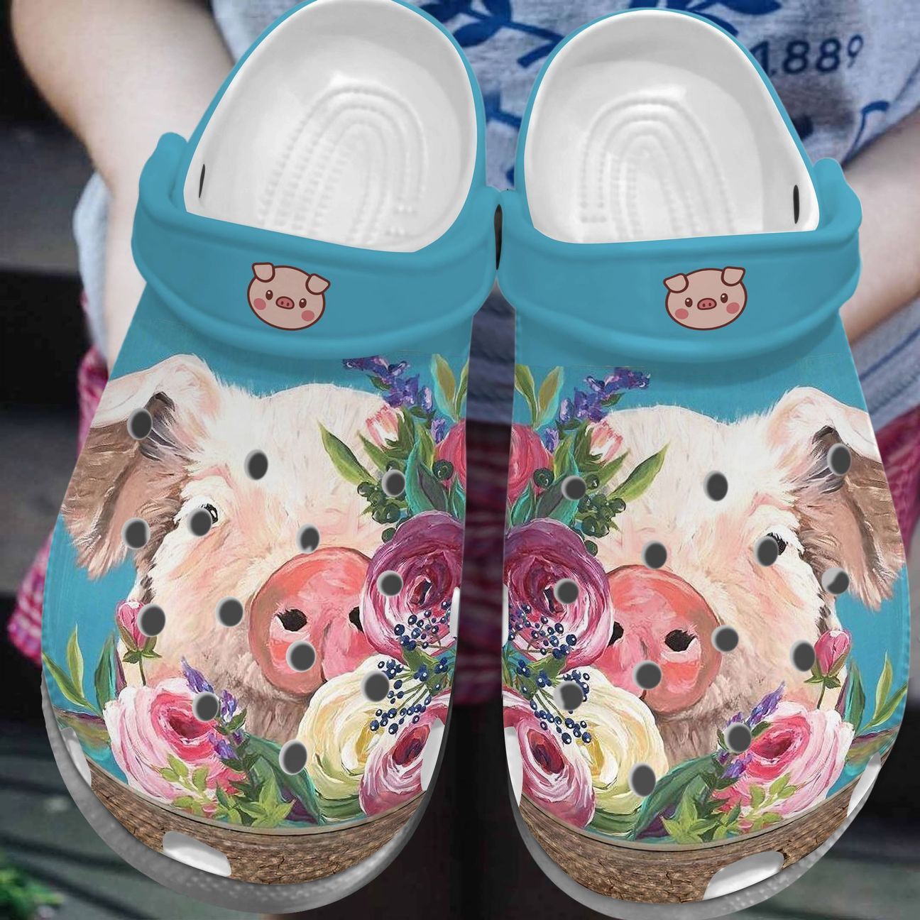 Pig Personalized Clog, Custom Name, Text, Color, Number Fashion Style For Women, Men, Kid, Print 3D Flower Pig