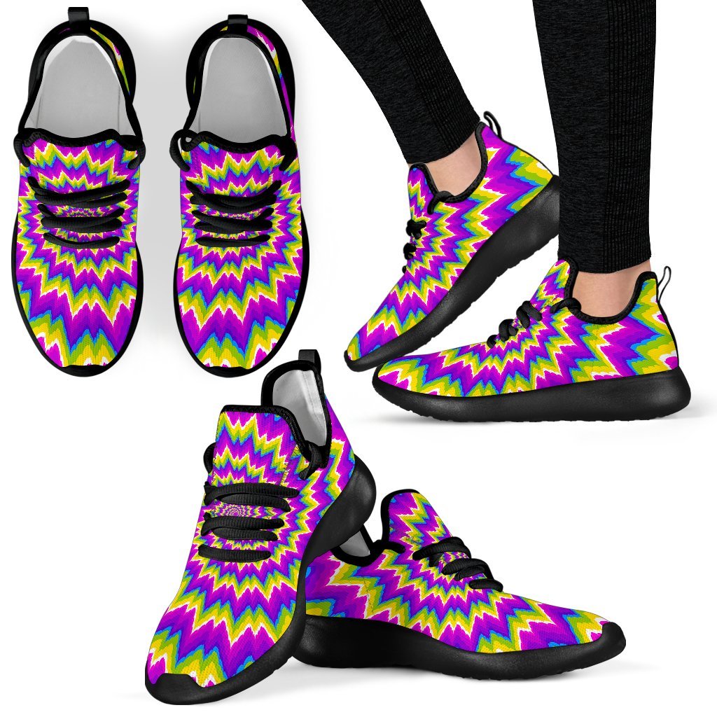 Abstract Spiral Moving Optical Illusion Mesh Knit Shoes