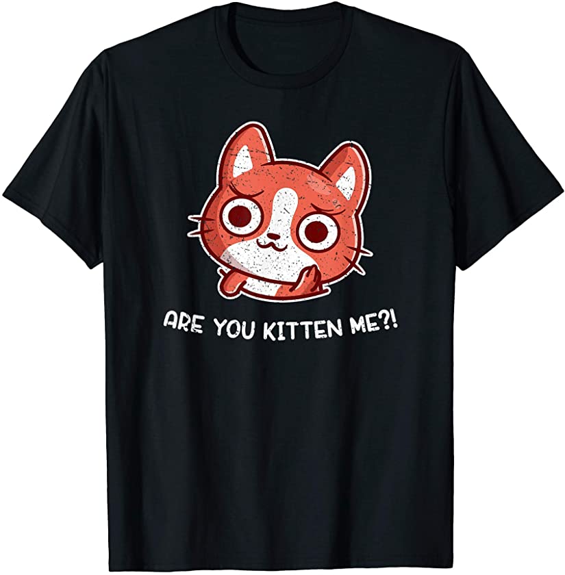 Are You Kitten Me Cat Funny Pun Hand Drawn for Pet Owners T-Shirt