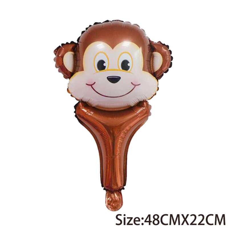 10pcs Tiger Head Stick Foil Balloons Animal Handheld Air Ballon Kids Birthday Party Decorations Baby Shower Hand Stick Toys alx