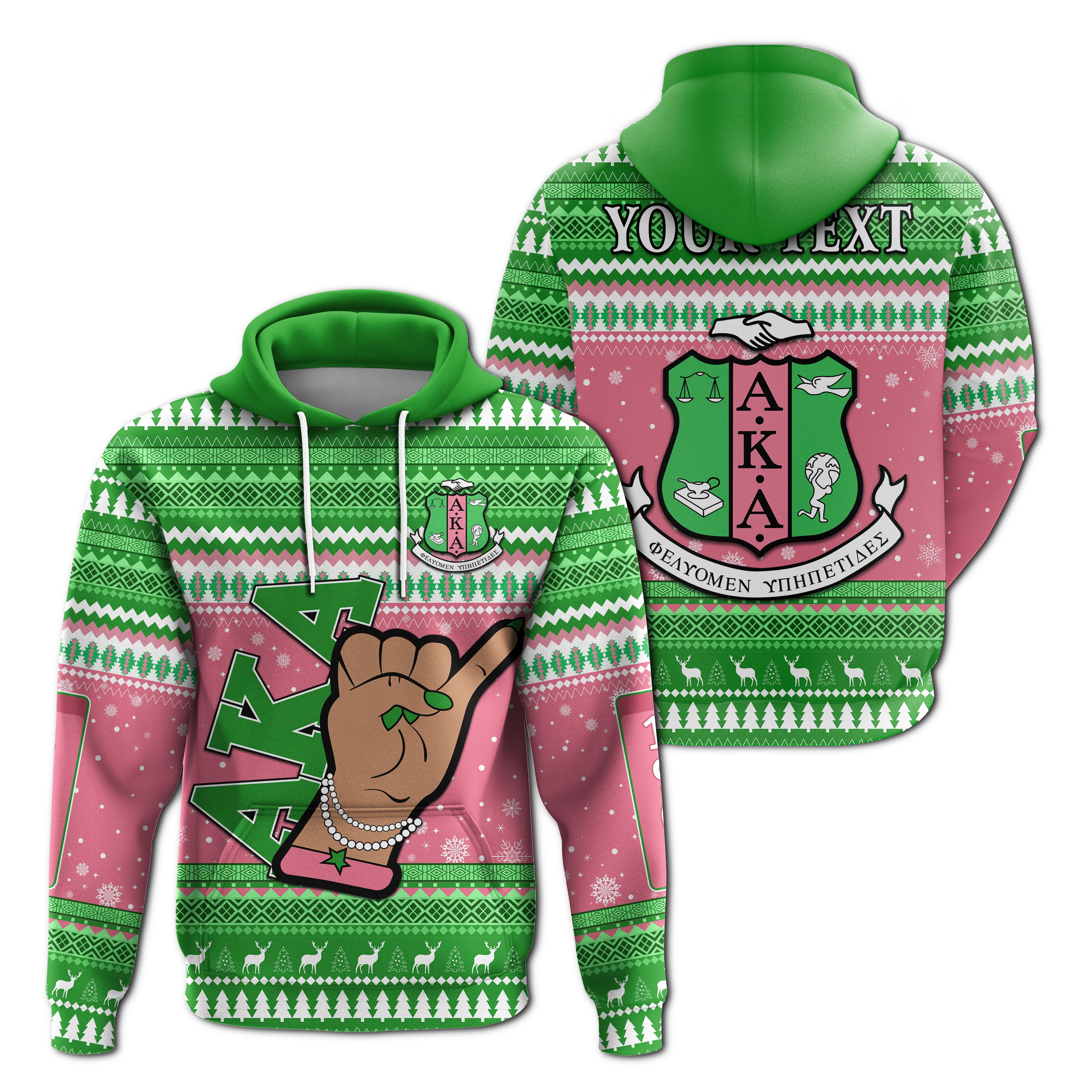 (Custom Personalised) Alpha Kappa Alpha Christmas Hoodie African Pattern Lt13