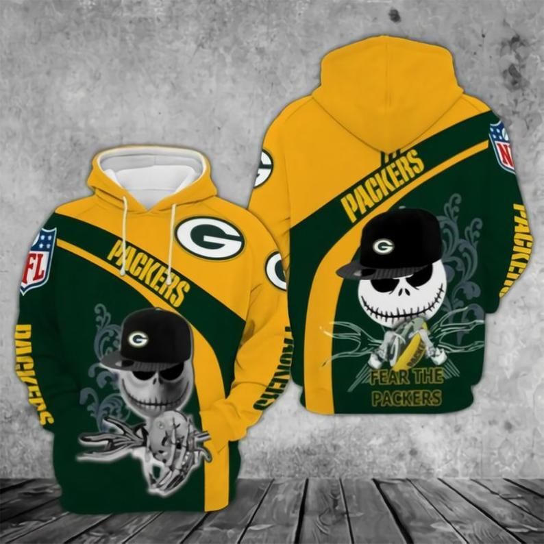 Jack Skellington Green Bay Packers Green Bay Packers 19 Gift For Fan 3D T Shirt Sweater Zip Hoodie Bomber Jacket