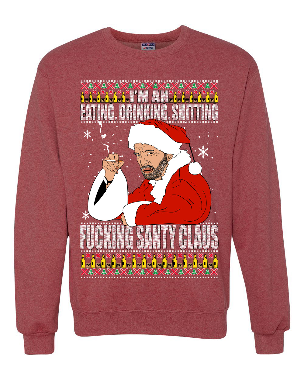 Bad Santa Fucking Santy Claus  Merry Ugly Christmas Sweater Unisex Crewneck Graphic Sweatshirt