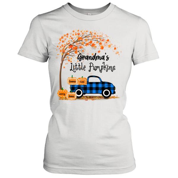 Personalized Autumn Grandma’S Pumpkins T-Shirt – Gift For Grandma – Upto 6 Pumpkins – Grandma’S Little Pumpkins