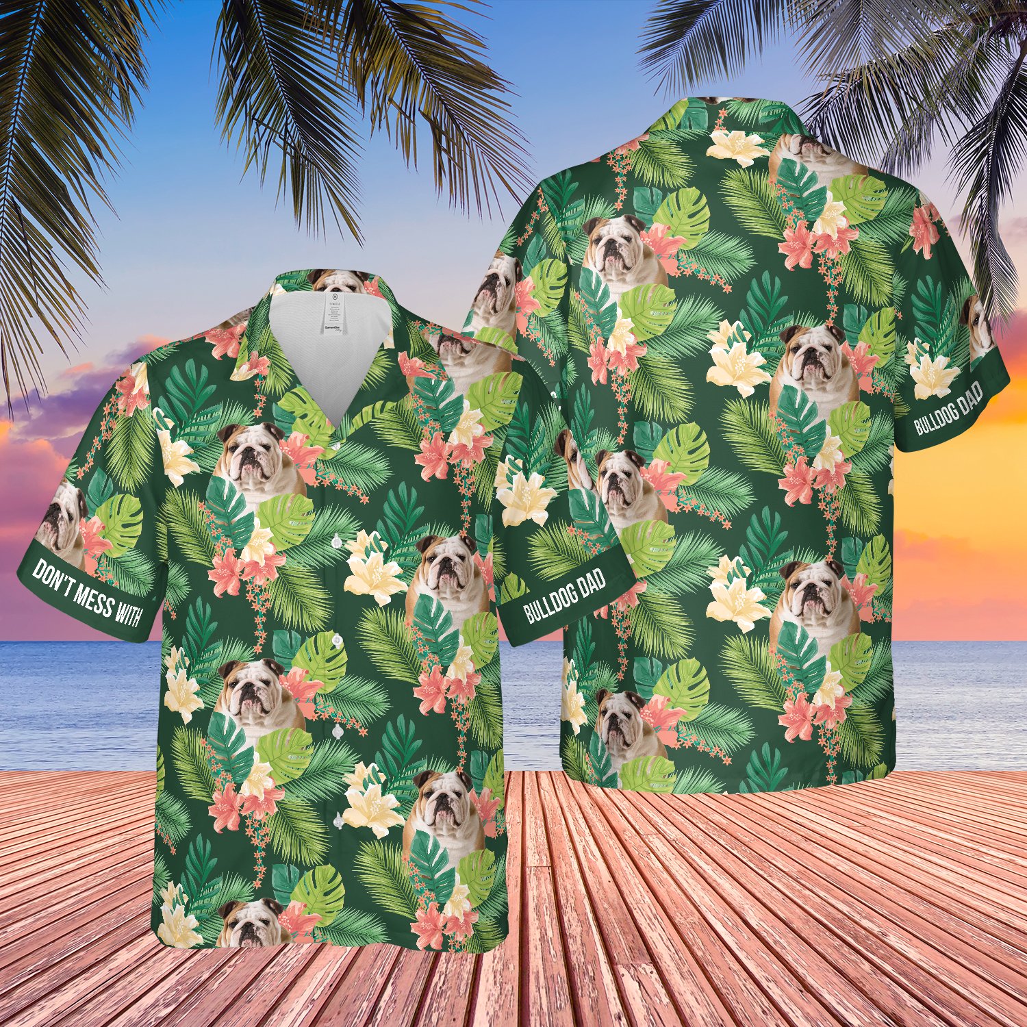 Mess With Bulldog Dad Tropical Floral Hawaii Shirt Ha71360